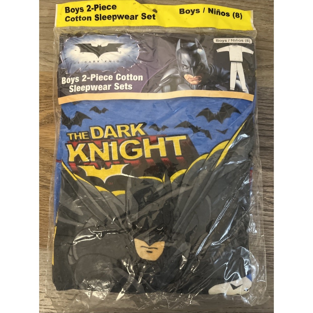 Batman The Dark Knight Boys 2-Piece Cotton Sleepwear Pajama Set Size 8 NEW
